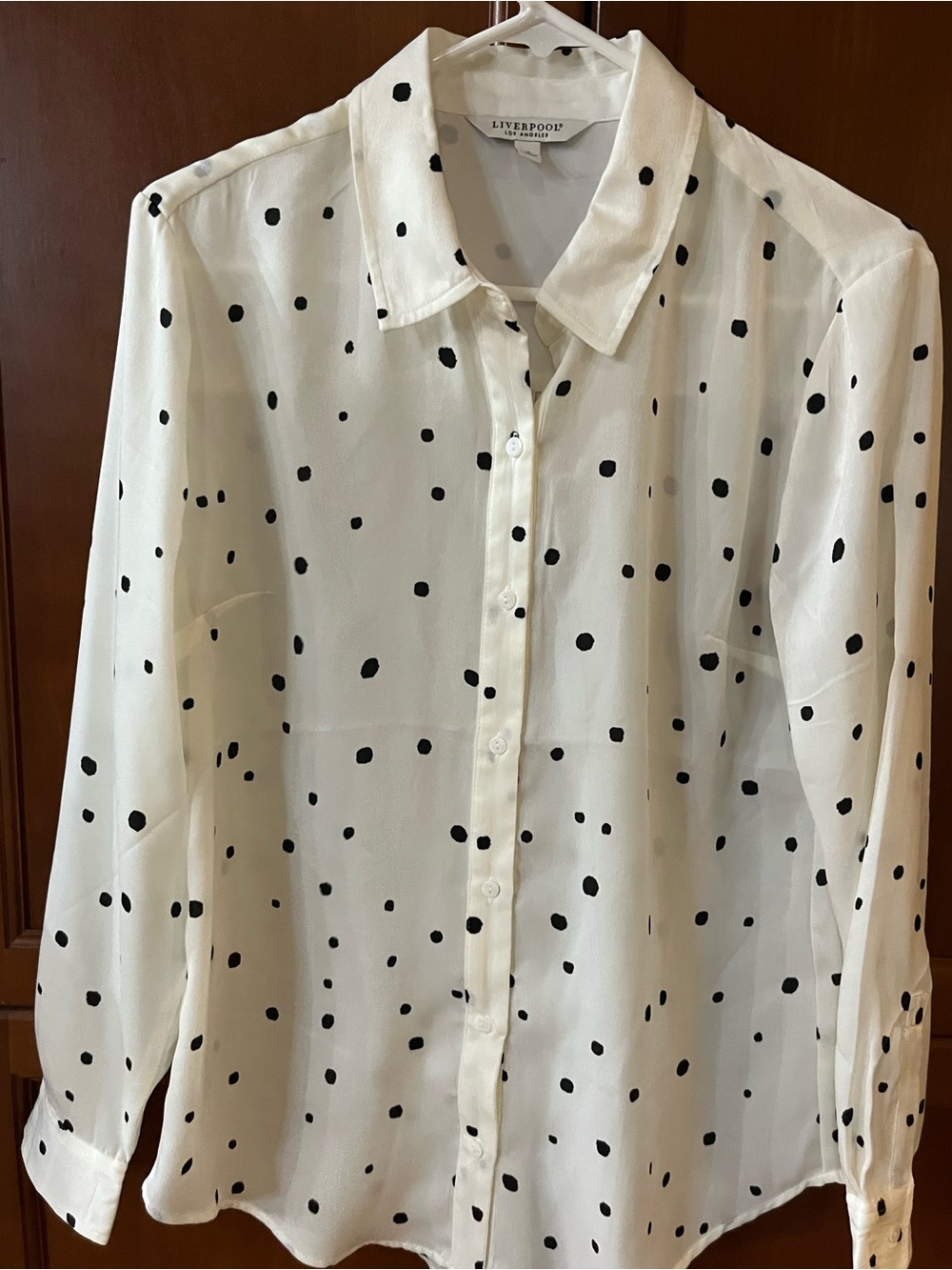 Liverpool Cream Blouse with Black Polka Dots